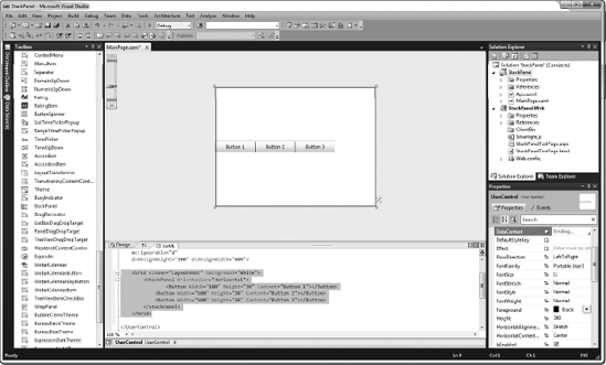 The StackPanel control with horizontal orientation