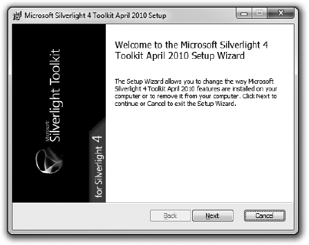 The MSI install for the Silverlight 4 Toolkit