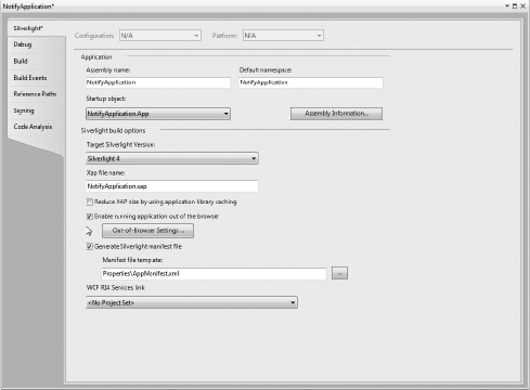 Settings for the NotifyApplication project