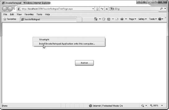 Installing InvokeNotepad application onto the computer