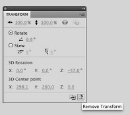 Use the Transform panel to reset 3D rotations.