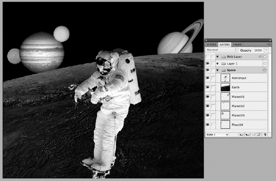 You start with a multilayer composite image using images downloaded from NASA.