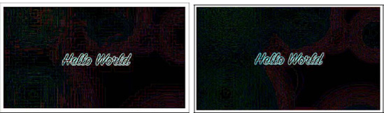 Rendering inline SVG with edge detection on video in Firefox (left) and Opera (right)