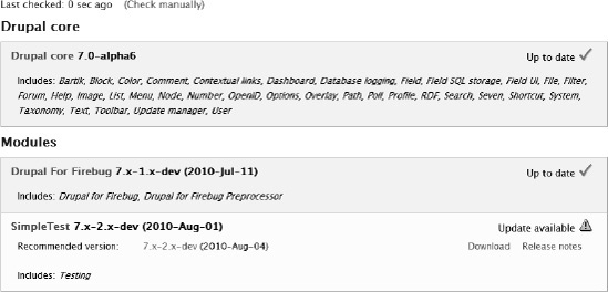 The Drupal core checks to see if new versions of installed modules are available.