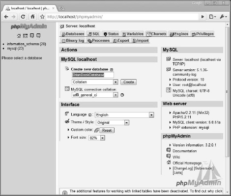 Creating a database using phpMyAdmin