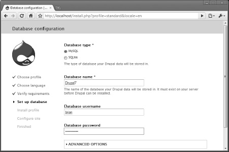 Database name and credentials are specified to bootstrap the database loading.