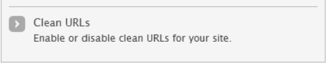 Clean URLs are accessed from the Configuration menu