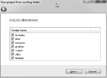 Include whatever directories you want to be part of the project.