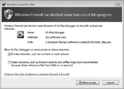 Windows firewall alert