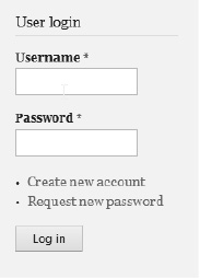 The user login screen