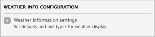 Weather configuration block showing on the main configuration screen