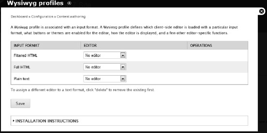 Configuring the editor for various input formats