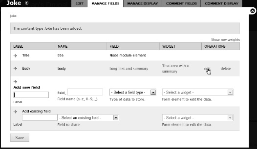 Adding fields to a content type