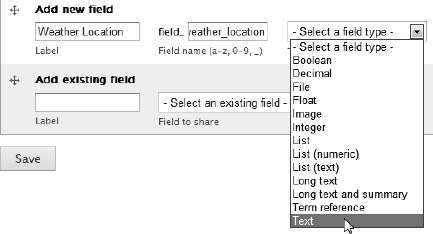 Creating a field