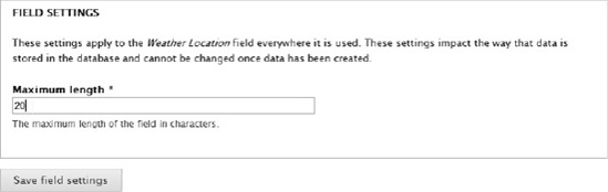 Field settings for length