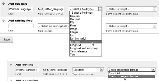 Creating a list of values