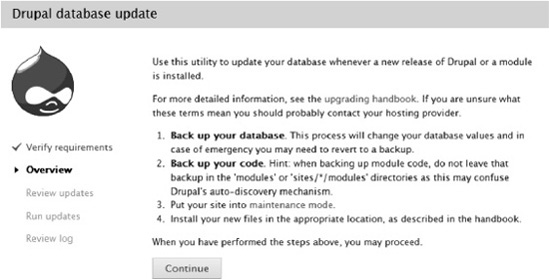 The database update wizard