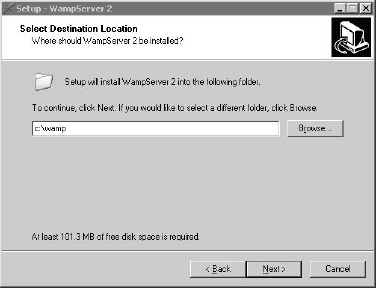 Default location for WampServer