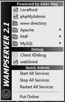 The WampServer control panel
