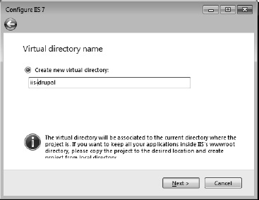 Specify the virtual directory name