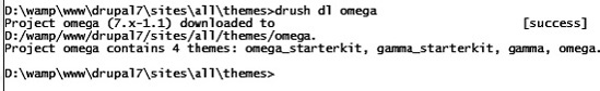 Downloading the Omega theme with Drush