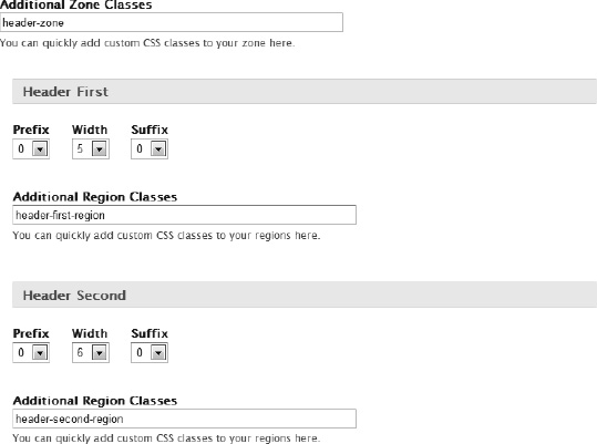 The Header Zone configuration