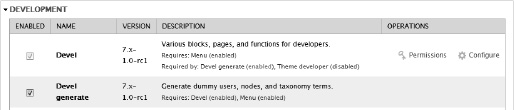 The Devel modules