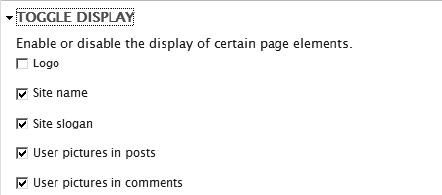 Toggling certain content items