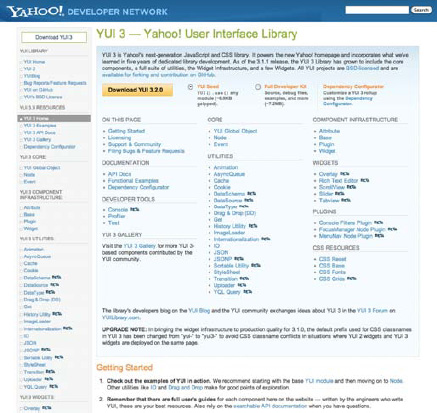 Home page of the YUI 3 Library, which includes the YUI 3 CSS (framework http://developer.yahoo.com/yui/3/)