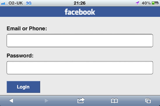 Facebook on the iPhone (above, portrait mode; below, landscape mode).