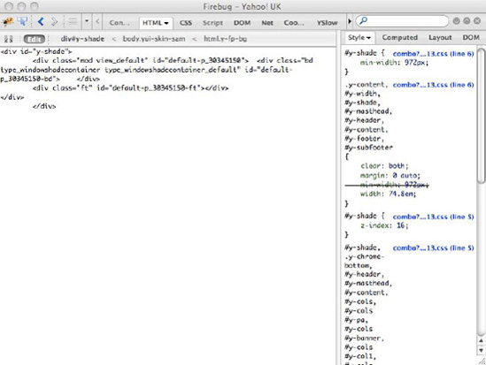 Edit mode in the HTML view of Firebug