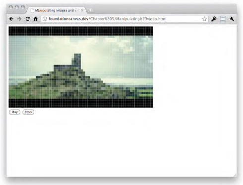 The finished pixelation effect on a HTML5 video