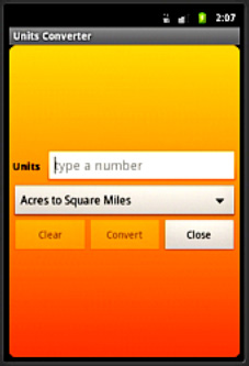 The Units textfield prompts the user to type a number.