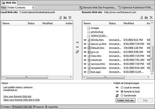 In all import methods except the HTTP method, you will use the Copy Web Site view to complete the import process.