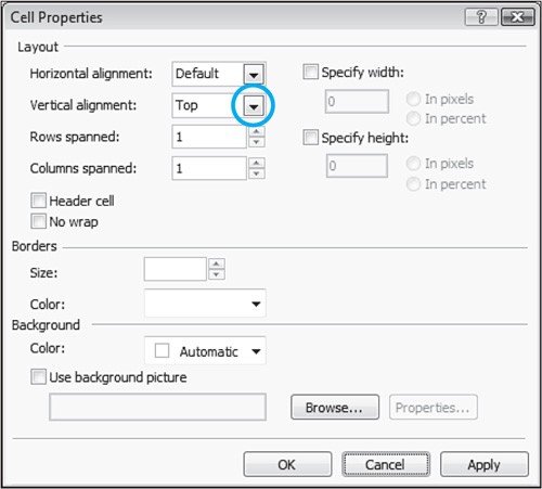 The Cell Properties dialog is a quick and easy way to adjust the properties of a single cell.