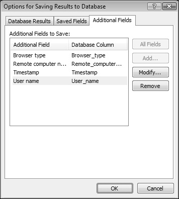 Expression Web will automatically save additional fields to your database.