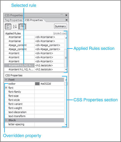 The CSS Properties pane is among Expression Web’s most powerful CSS tools.