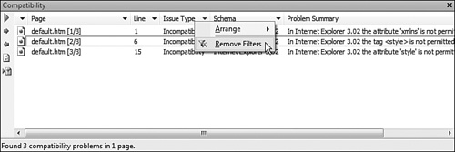Filters can be removed using the context menu that appears when you right-click on a column header.