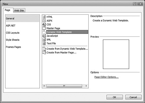 Create a Dynamic Web Template using the New dialog.