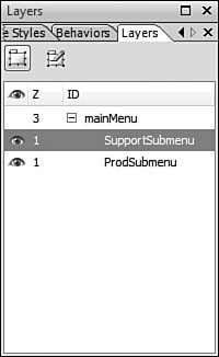 The Layer Visibility column provides full control over layer visibility.