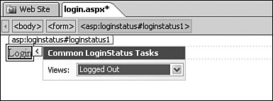 ASP.NET will automatically choose the correct view for the LoginStatus control based on whether the user is authenticated, but you can choose the view yourself if you wish.