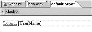 The content page will use ASP.NET login controls to allow a user to easily log out.