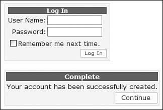 Your new user account has been created and you can now log in using your new user credentials.