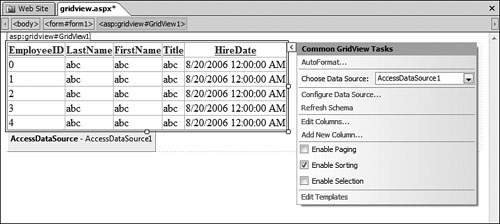 You can give the user a choice for how to sort a GridView by checking the Enable Sorting checkbox.