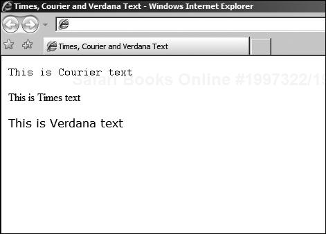 Courier, Times, and Verdana text