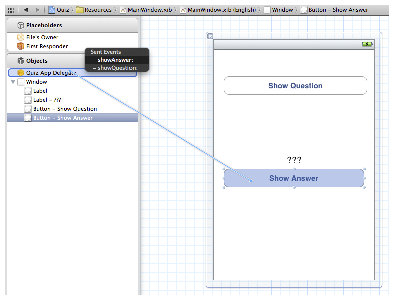 Setting Show Answer target/action