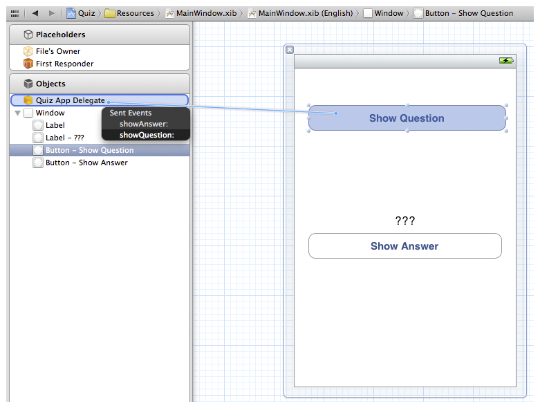 Setting Show Question target/action