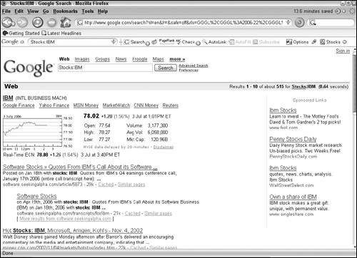 Stock summary information is retrieved using the Stocks: operator.