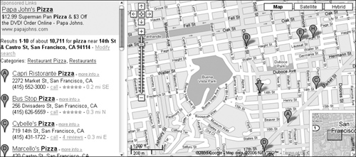 Find business locations marked with DOT markers.