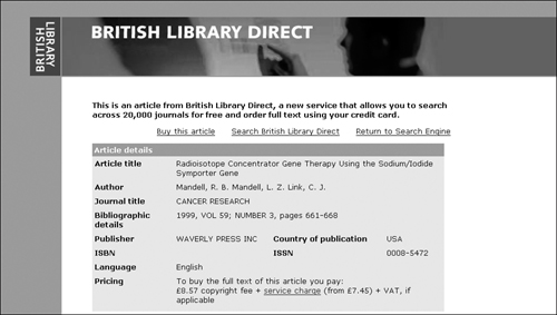 You can purchase article reprints through the British Library.